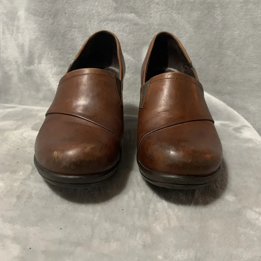 Dansko Women's Rosaline Brown Leather Slip-On Wedge Shoes Comfort Heels‎ Classic